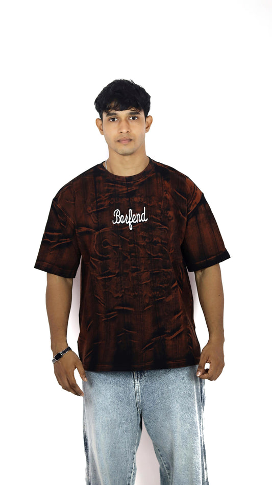 Barfend Black & Brown Textured Oversized T-Shirt – Streetwear Edition
