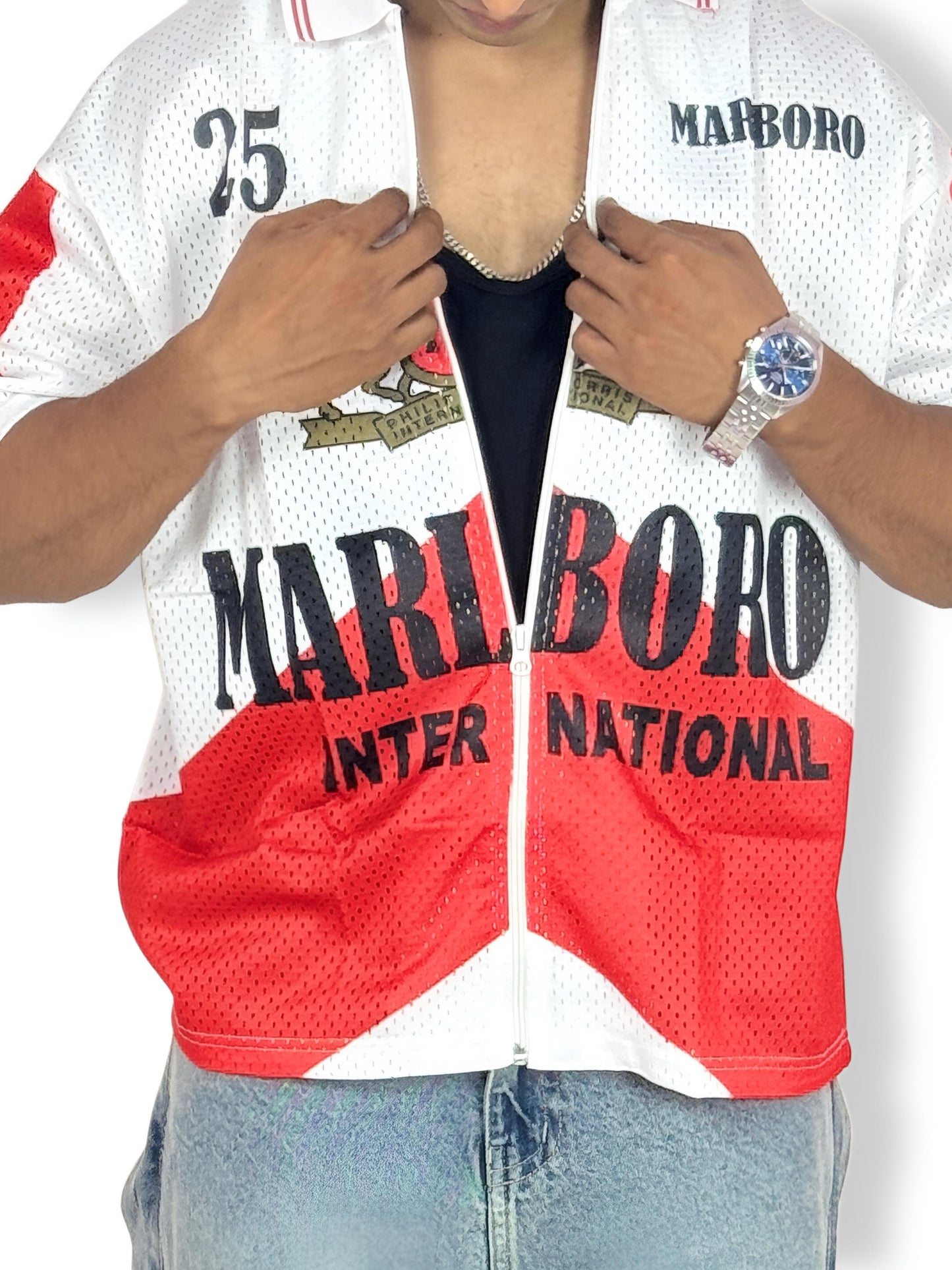 Marlboro International Racing Jersey – White & Red Mesh Edition