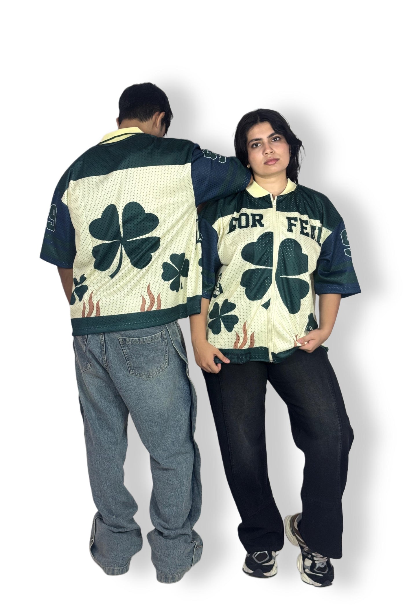 Gor Feil Clover Zip-Up Mesh Jersey – Green & Cream Edition