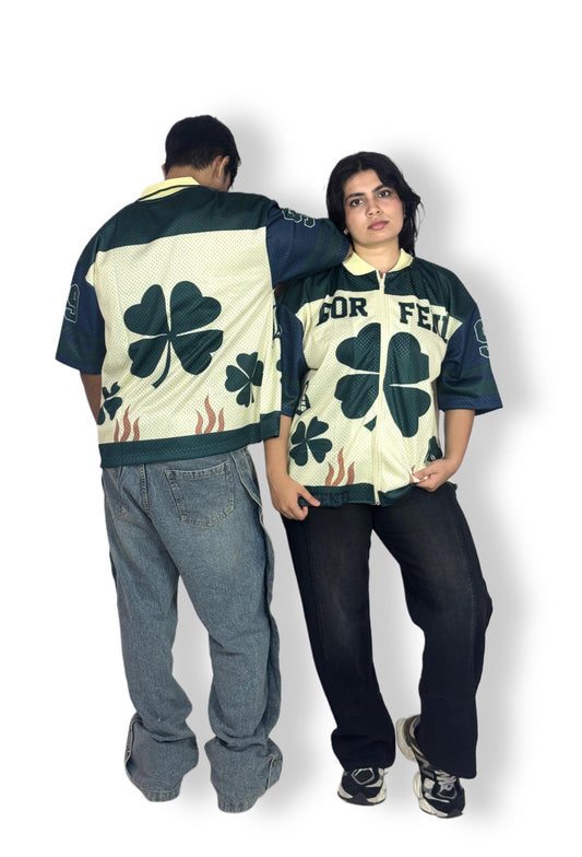 Gor Feil Clover Zip-Up Mesh Jersey – Green & Cream Edition