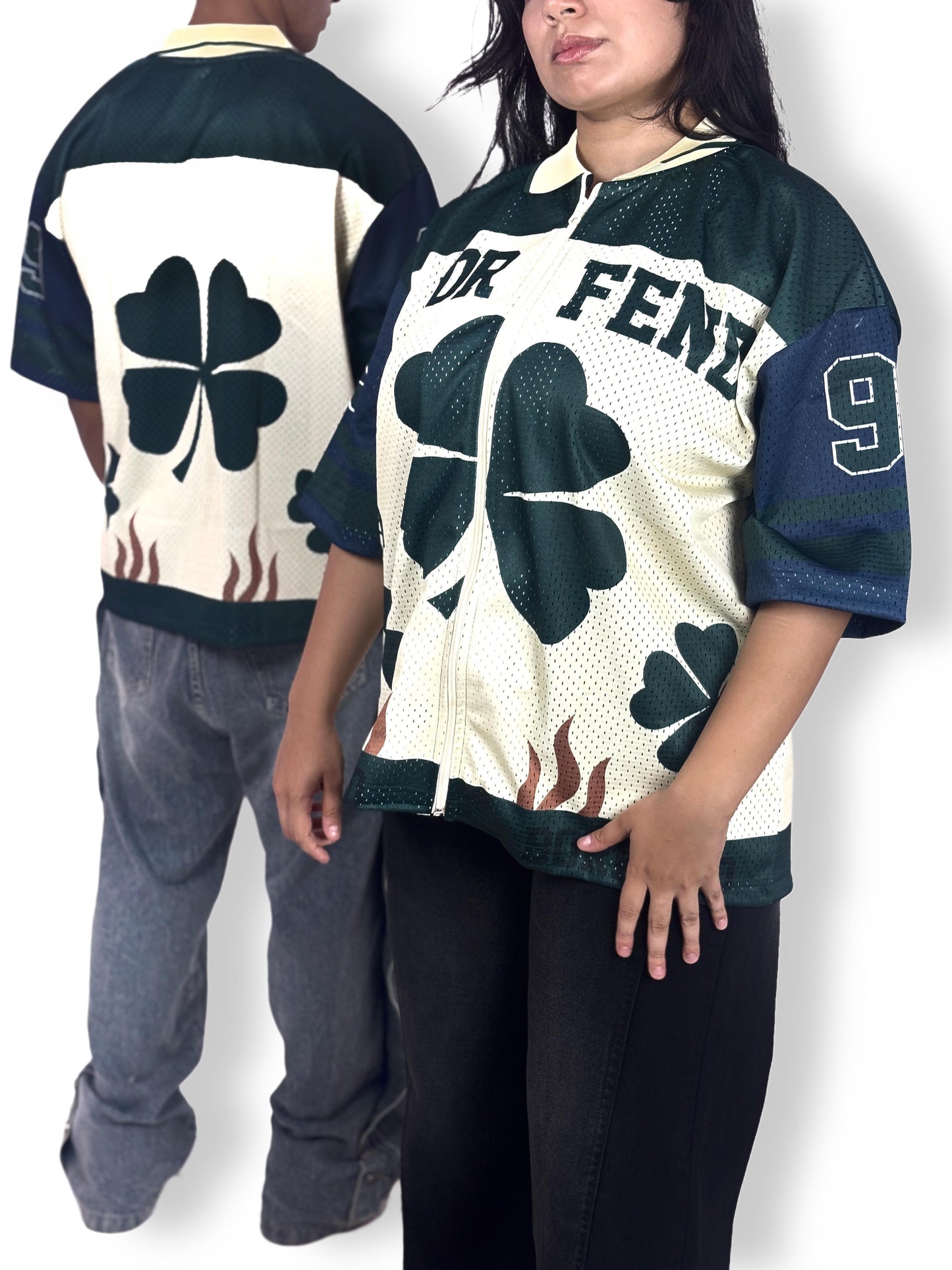 Gor Feil Clover Zip-Up Mesh Jersey – Green & Cream Edition