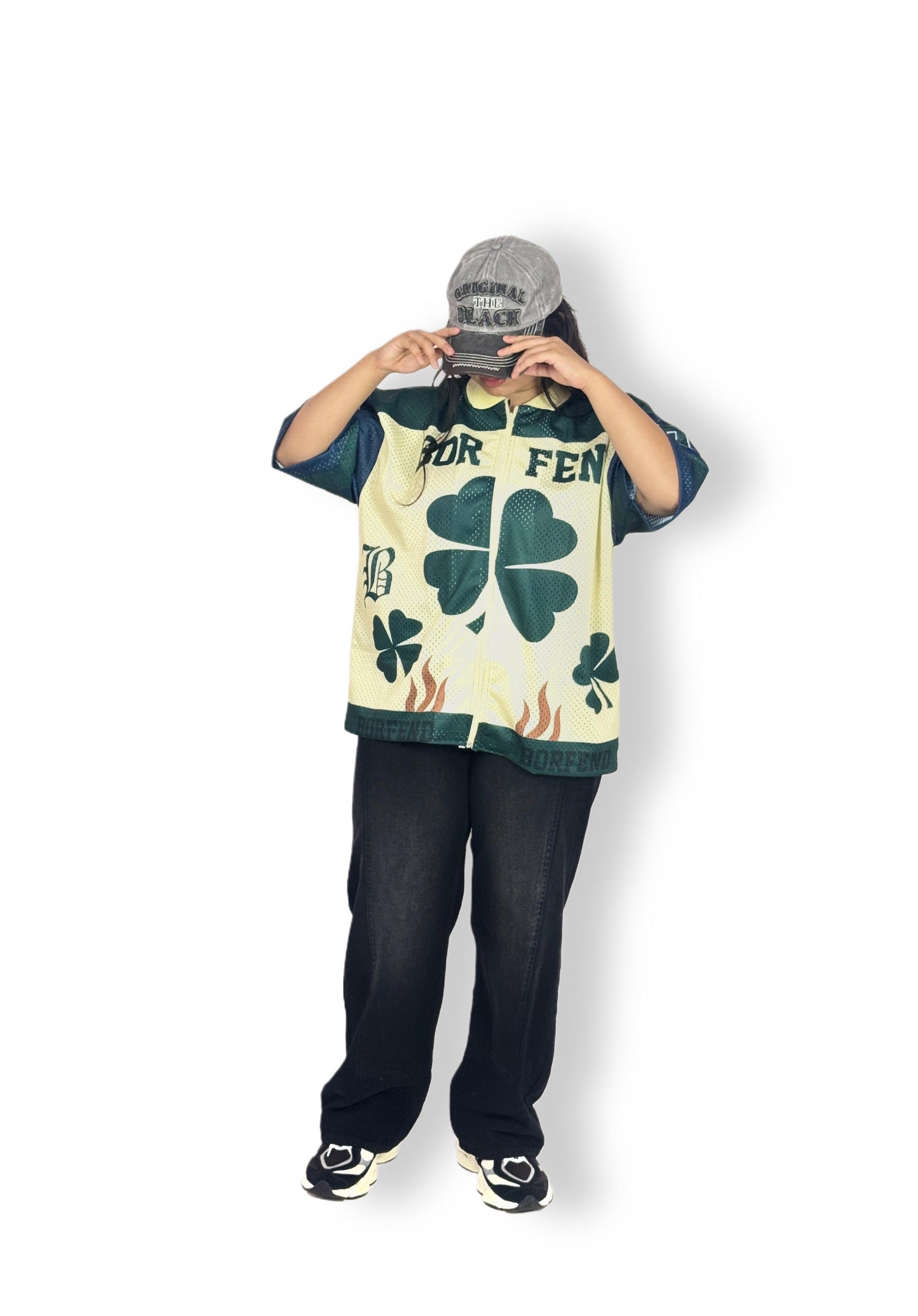 Gor Feil Clover Zip-Up Mesh Jersey – Green & Cream Edition