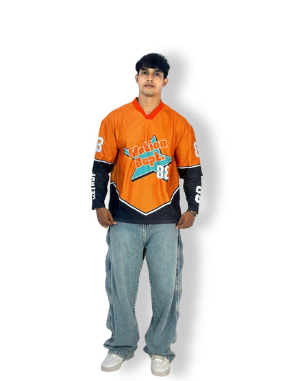 Motion Dept. 88 Oversized Hockey Jersey – Orange & Black Sportswear