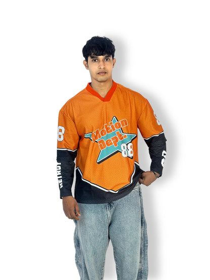 Motion Dept. 88 Oversized Hockey Jersey – Orange & Black Sportswear