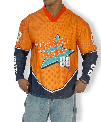 Motion Dept. 88 Oversized Hockey Jersey – Orange & Black Sportswear