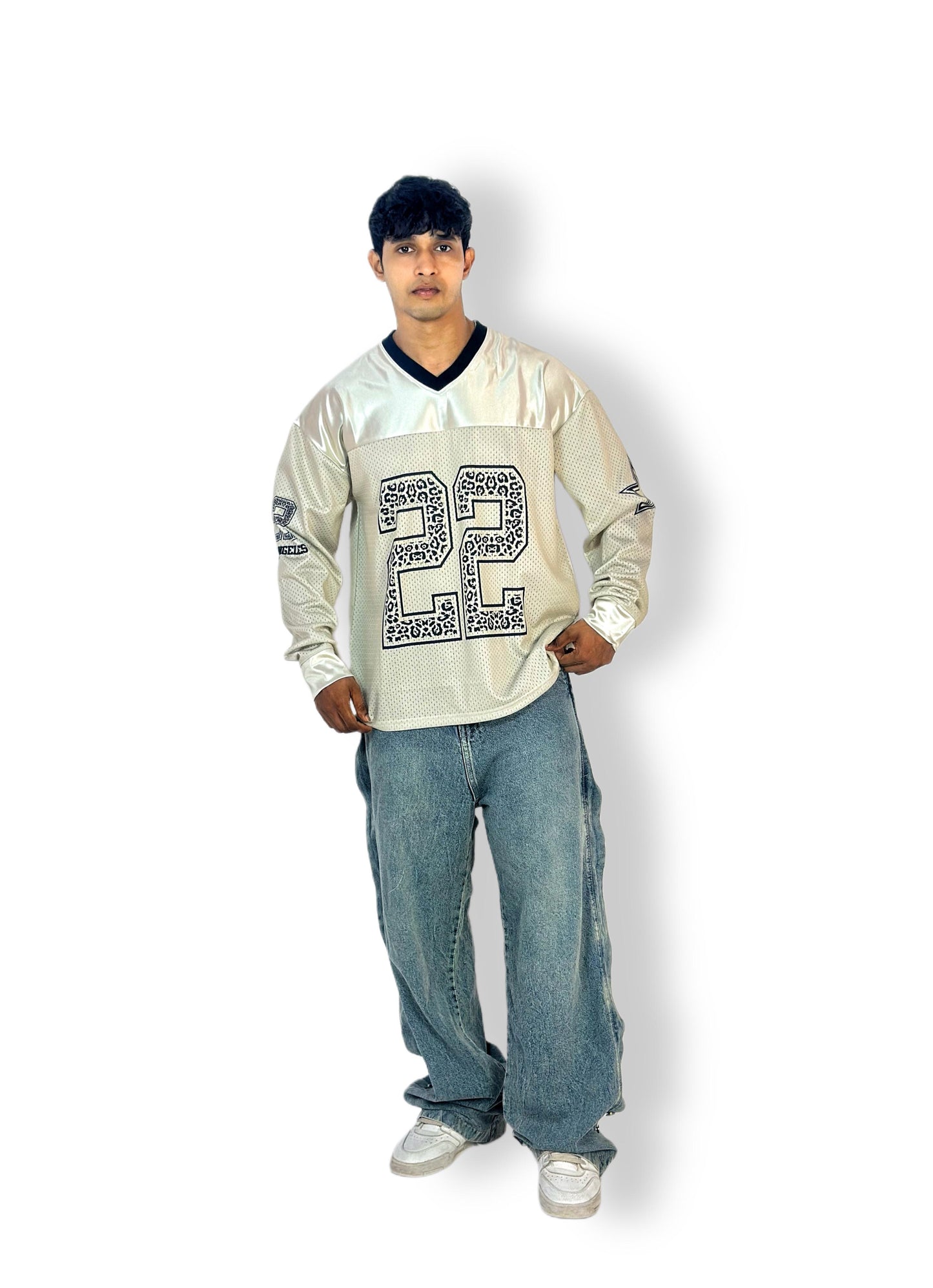 Platinum Leopard 22 Oversized Long Sleeve Jersey – Unisex Streetwear