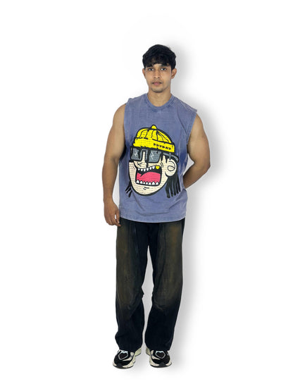 Street Graff Sleeveless T-Shirt – Washed Blue
