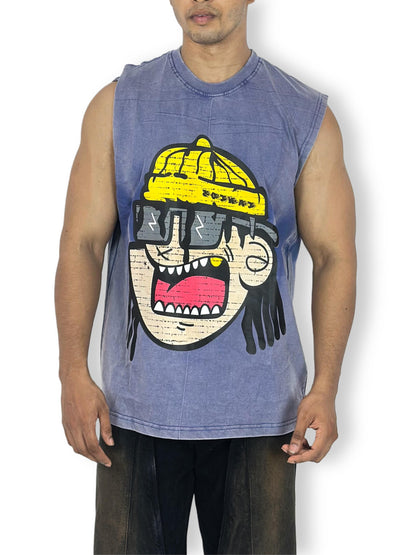 Street Graff Sleeveless T-Shirt – Washed Blue