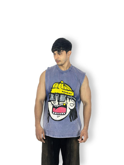 Street Graff Sleeveless T-Shirt – Washed Blue