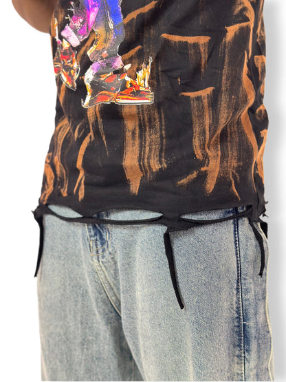 Urban Street Art Sleeveless T-Shirt – Tie-Dye Black & Brown