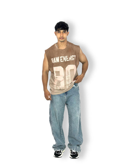 Raw Energy Sleeveless T-Shirt – Vintage Brown Ombre