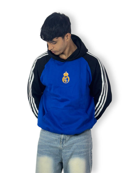 Royal Blue & Black Real Madrid Hoodie – Unisex semi oversized Casual hoodie