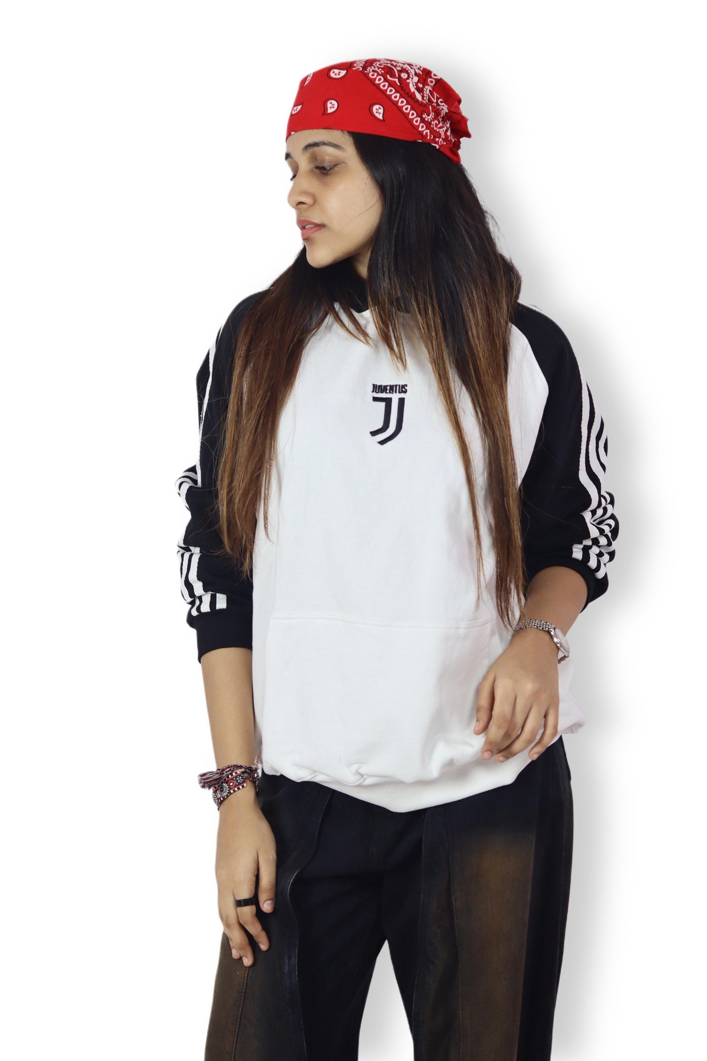 Black & White Juventus – Unisex semi oversized Casual hoodie