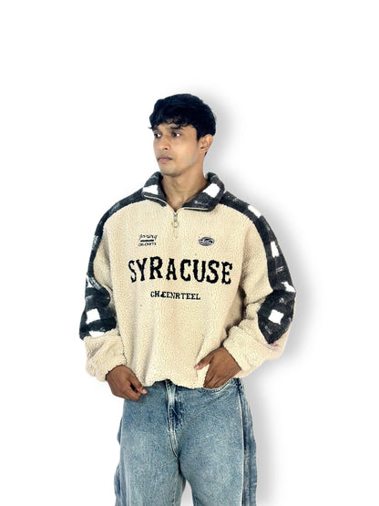 Beige Syracuse Sherpa Fleece Sweatshirt – Winter Pullover