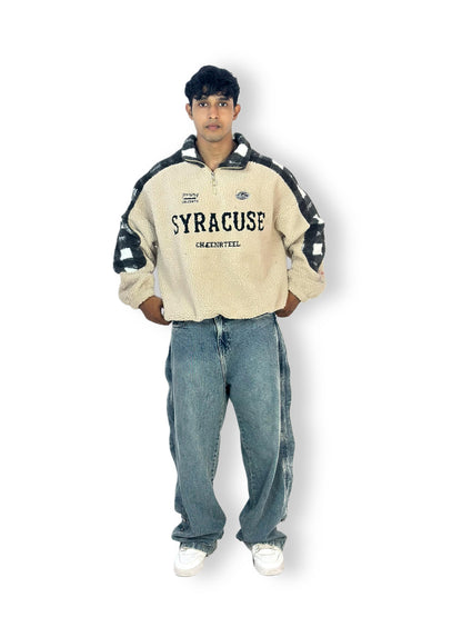 Beige Syracuse Sherpa Fleece Sweatshirt – Winter Pullover