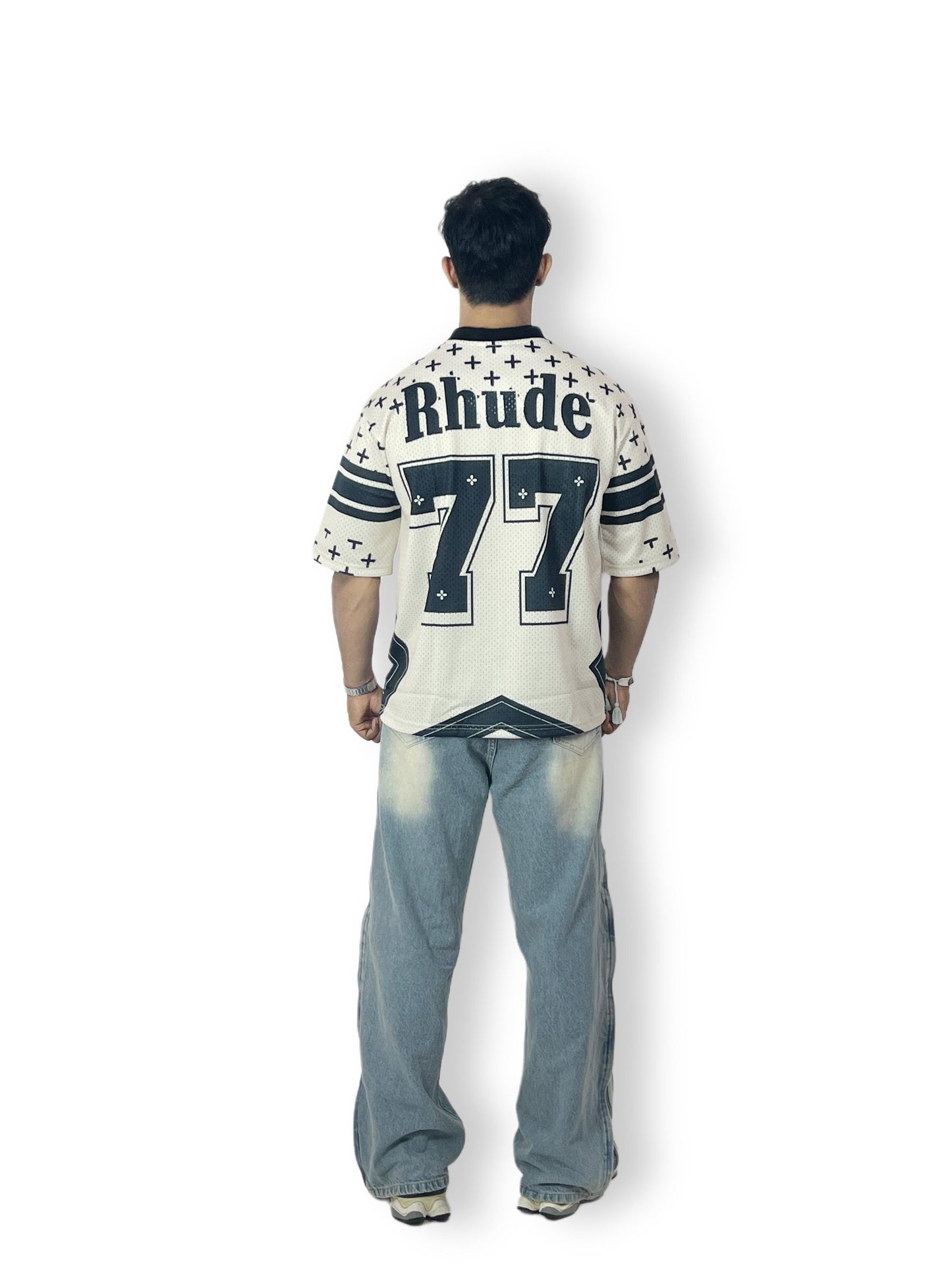 Oversized Rhude 77 Graphic Jersey T-Shirt – Streetwear Style