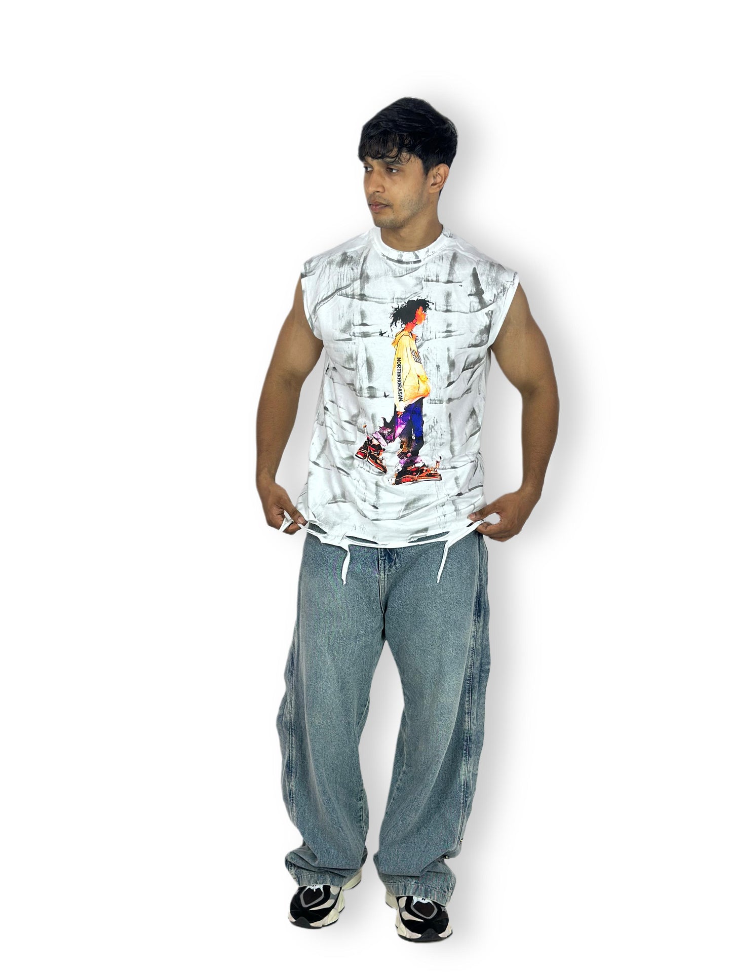 Sleeveless Graphic Print T-Shirt – Streetwear Style