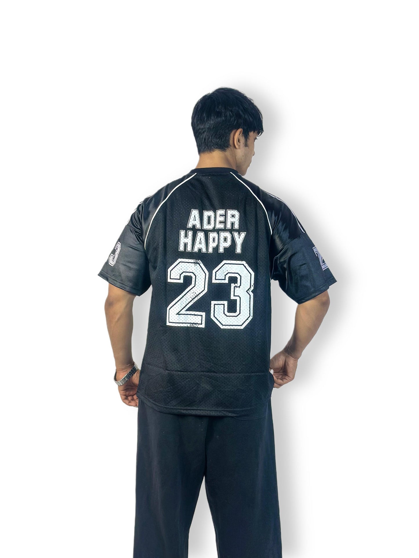 Oversized Black Jersey T-Shirt with Number Print – Sporty Streetwear