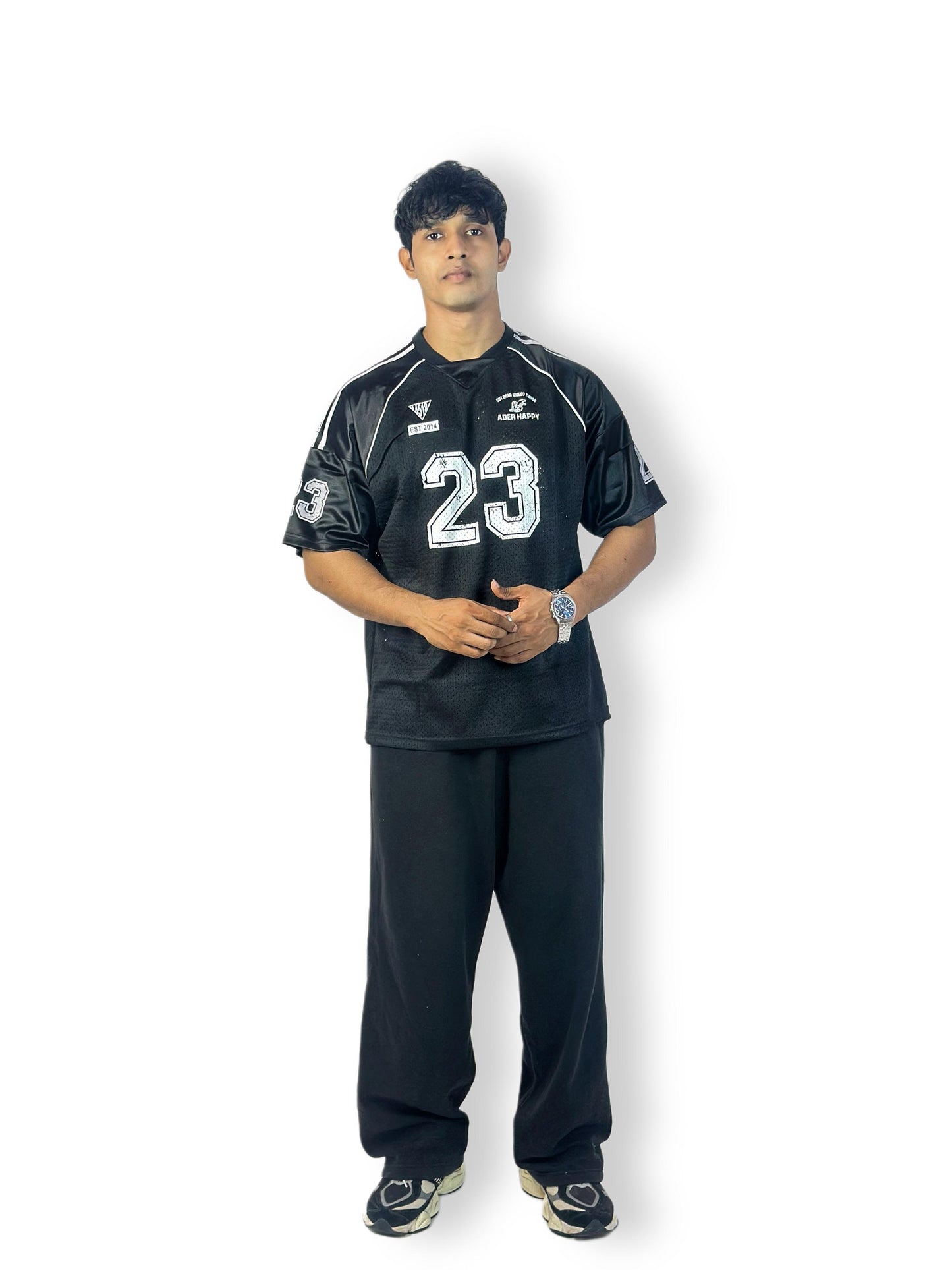 Oversized Black Jersey T-Shirt with Number Print – Sporty Streetwear