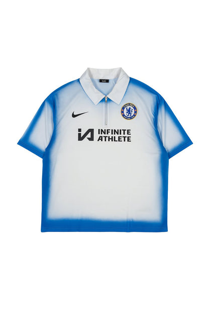 Chelsea FC Away Training Half-Zip Jersey – White & Blue Gradient Nike Edition