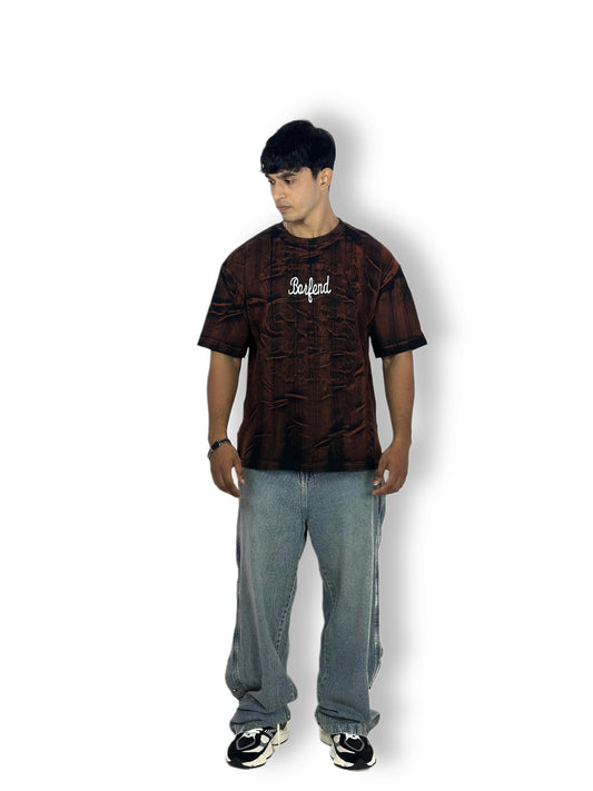 Barfend Black & Brown Textured Oversized T-Shirt – Streetwear Edition