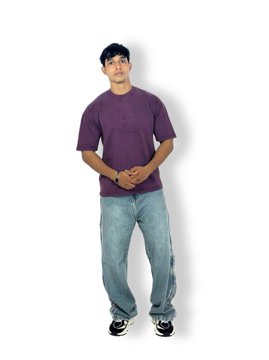 Embroidered Oversized T-Shirt – Vintage Plum Edition