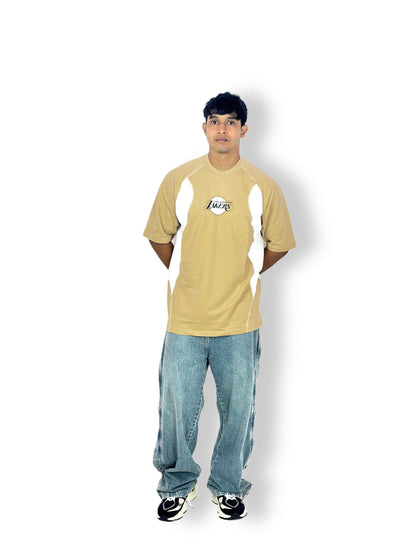 Los Angeles Lakers Beige & White Panel T-Shirt – NBA Fan Edition