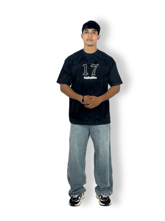 Sapling Time “17” Oversized T-Shirt – Black Tie-Dye Edition