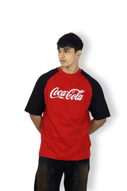 Coca-Cola Red & Black Raglan Sleeve T-Shirt – Classic Logo Edition