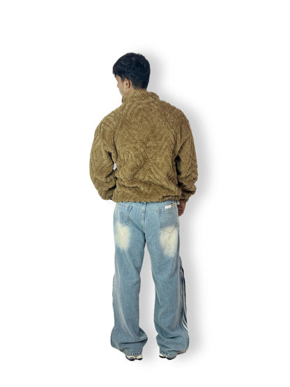 Brown Fleece Half-Zip Unisex Pullover – Winter Wear