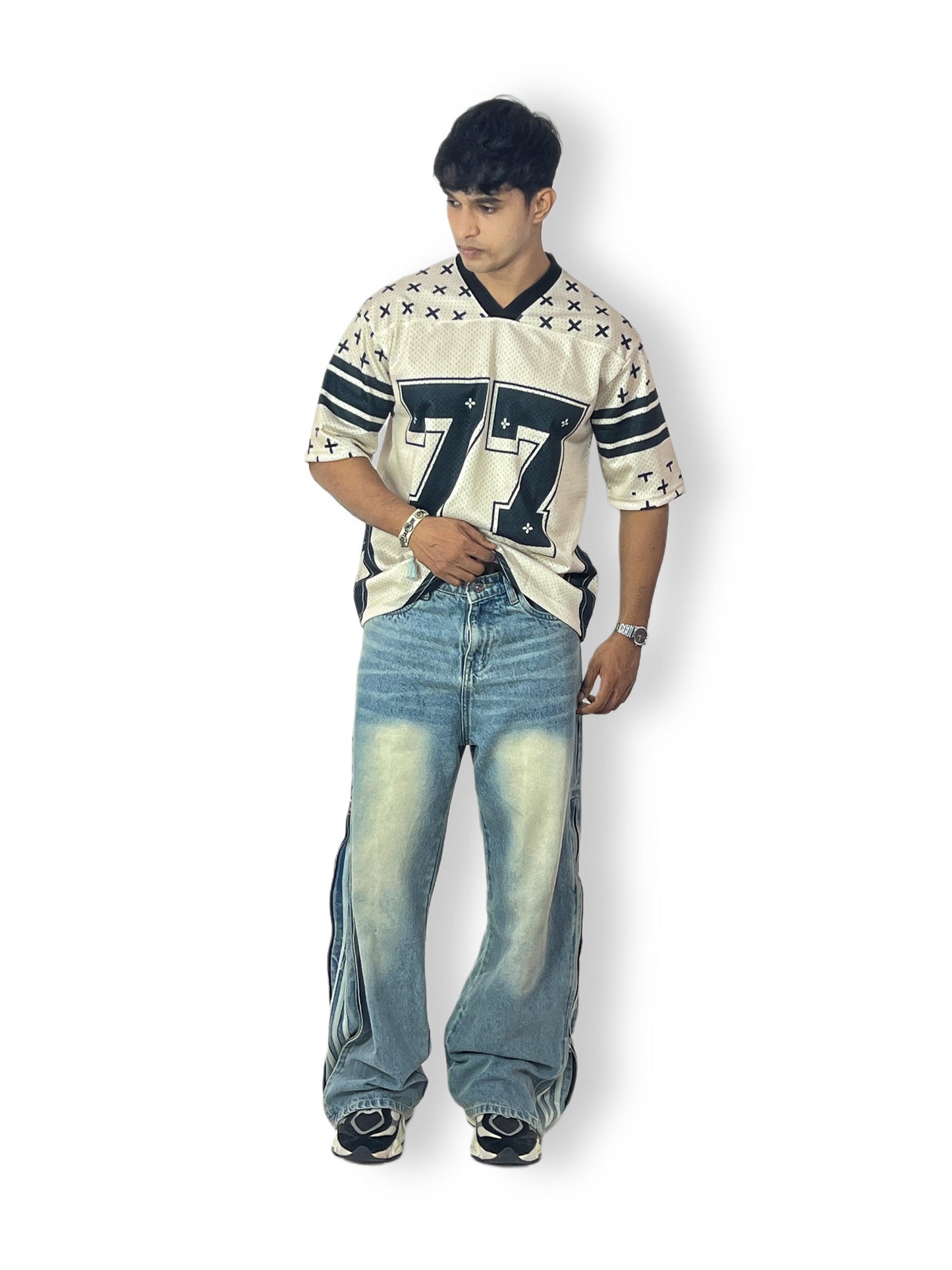Oversized Rhude 77 Graphic Jersey T-Shirt – Streetwear Style