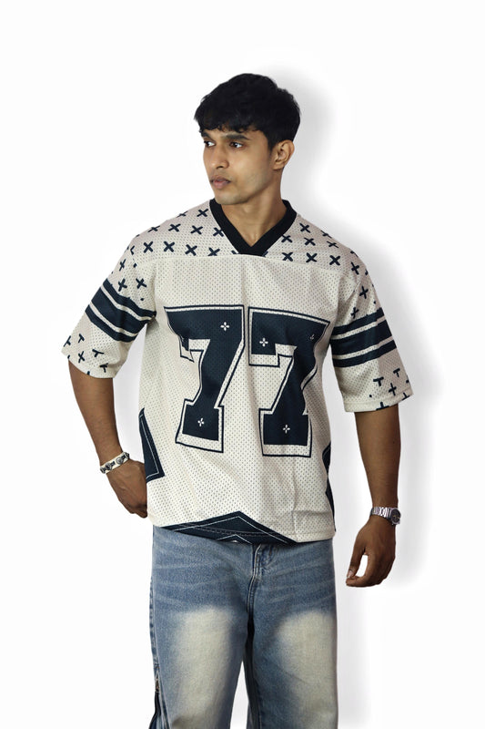 Oversized Rhude 77 Graphic Jersey T-Shirt – Streetwear Style