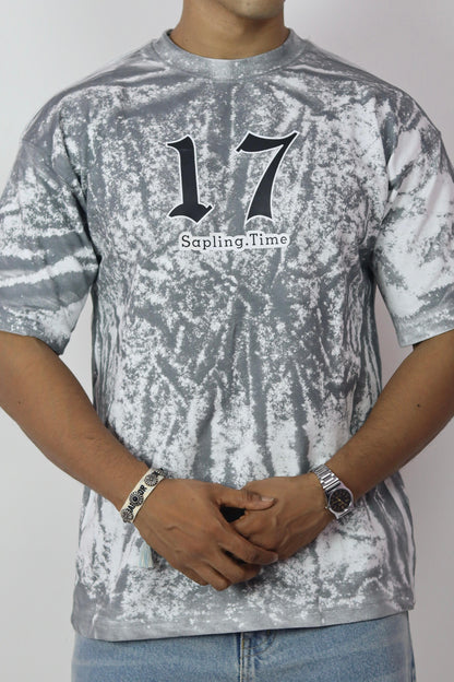 Oversized Grey Marble Effect T-Shirt with Number Print – Casual Streetwear