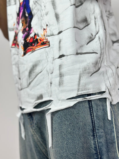 Sleeveless Graphic Print T-Shirt – Streetwear Style