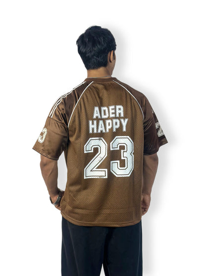 Oversized Brown Jersey T-Shirt with Number Print – Streetwear Style