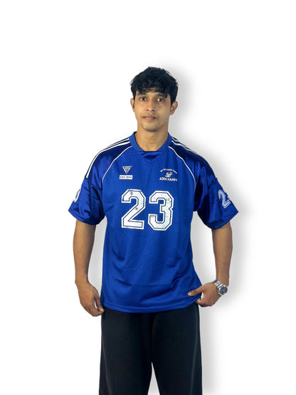 Oversized Blue Jersey T-Shirt with Number Print – Sporty Streetwear